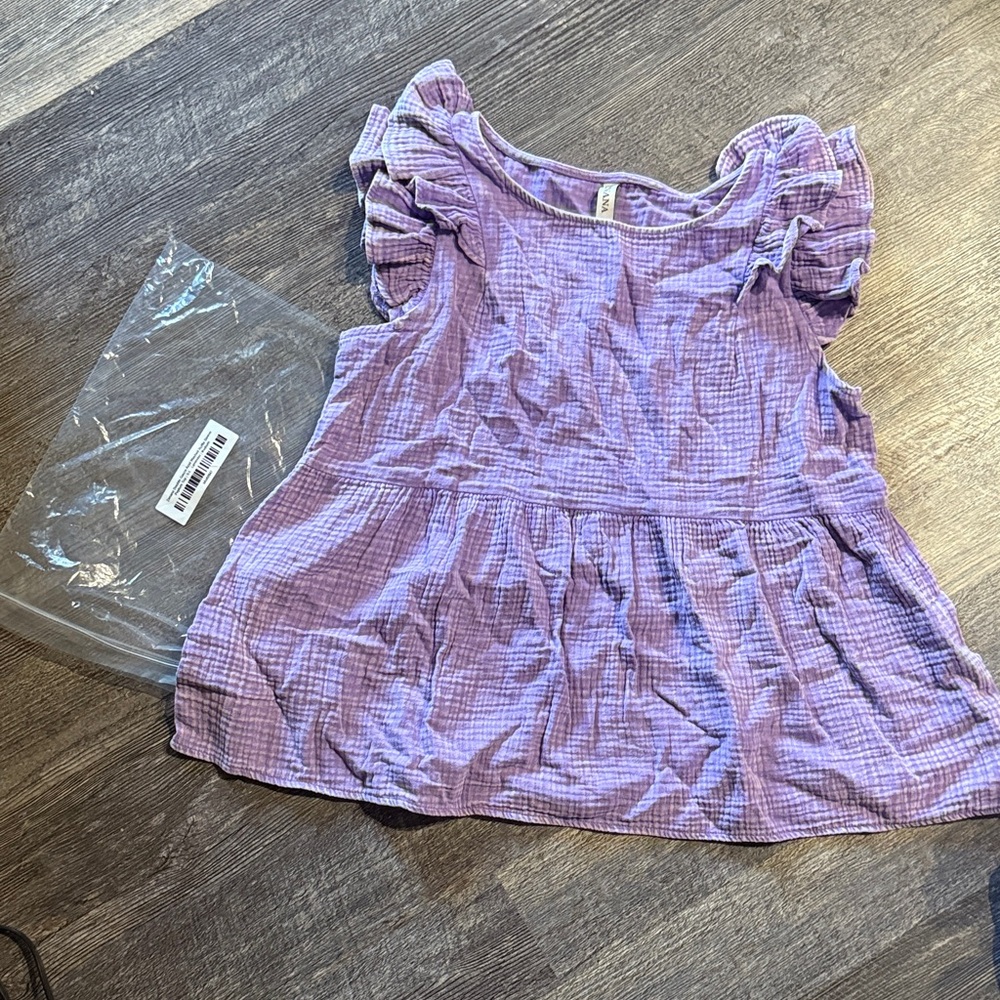 Zenana Outfitters Lilac Kids Ruffle Sleeve Blouse